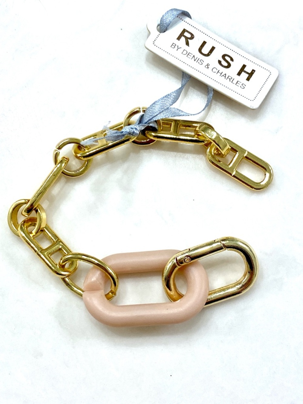 RUSH Gold-Tone Bracelet with Blush Pink Link Accent